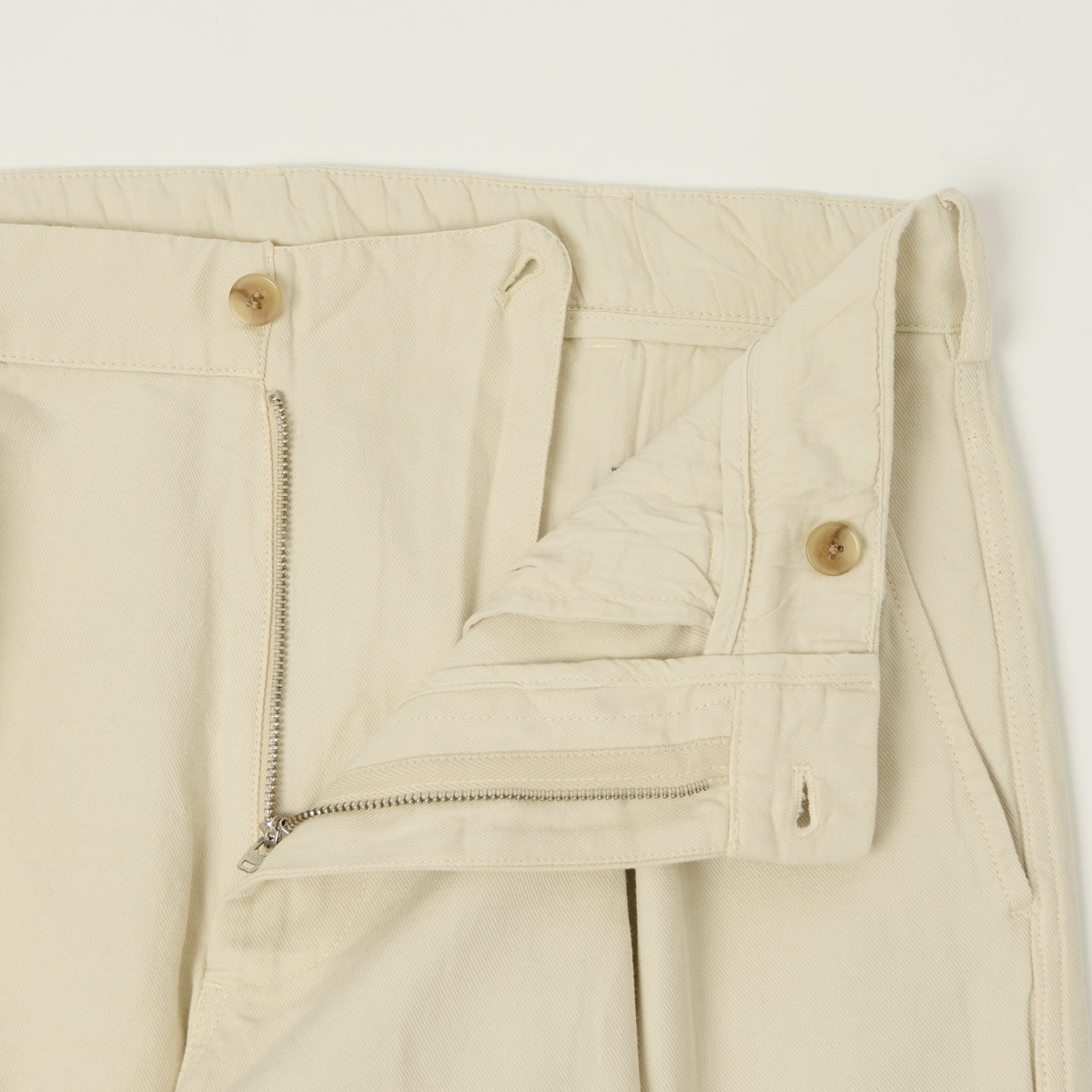 Knickerbocker 'Canal' Pleated Cotton Linen Trouser - Birch