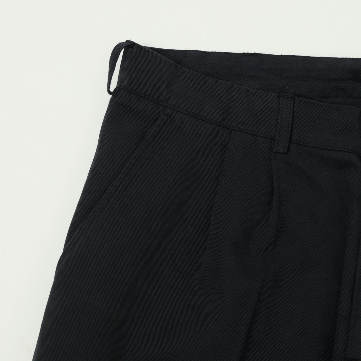 Knickerbocker Canal Pleated Twill Cotton Pant - Black