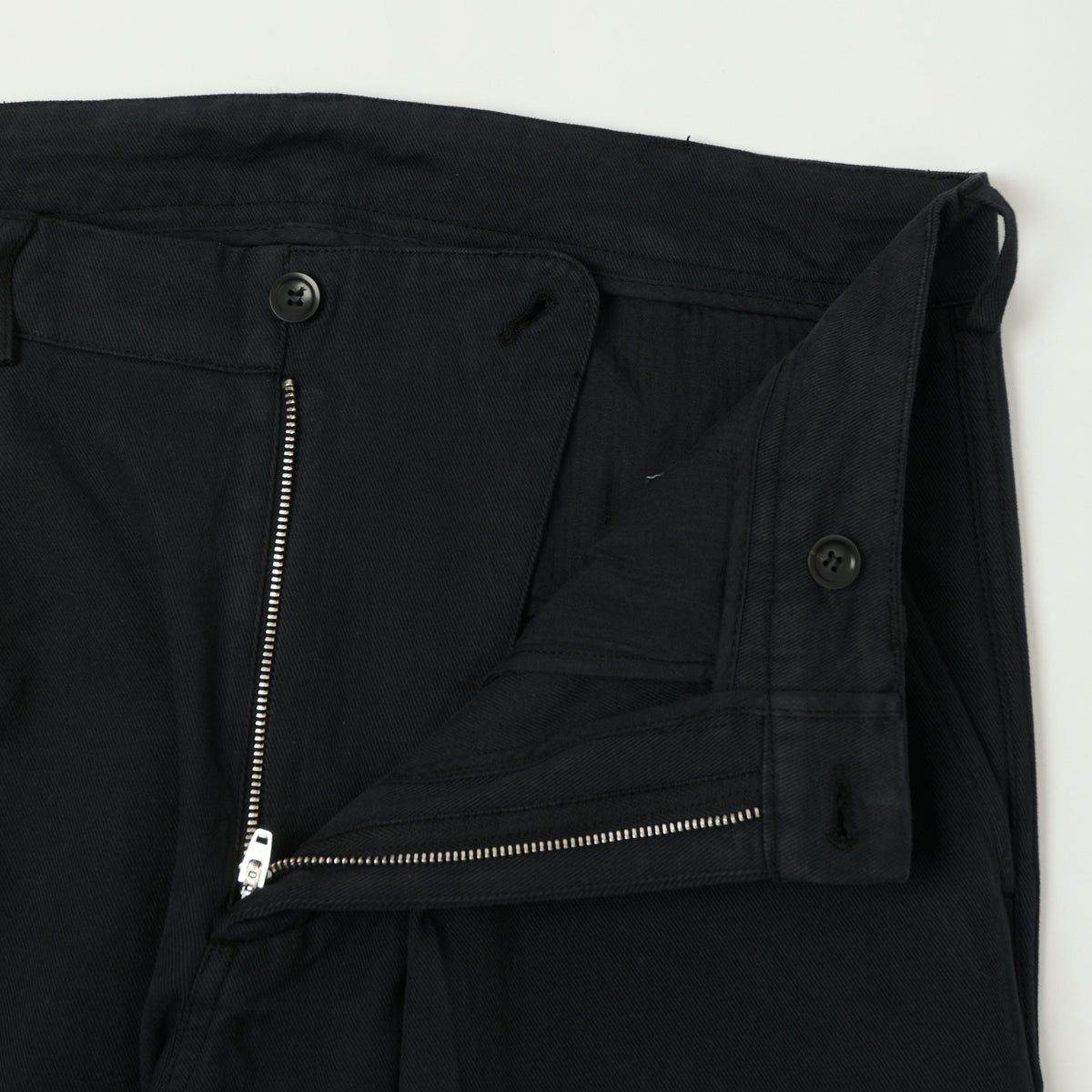 Knickerbocker Canal Pleated Twill Cotton Pant - Black
