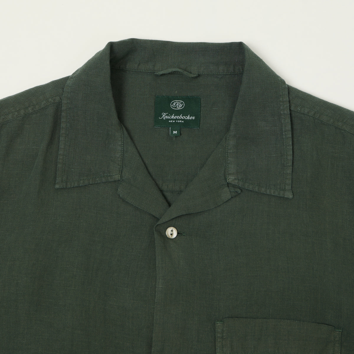 Knickerbocker 'Marina' Linen Camp Shirt - Deep Forest