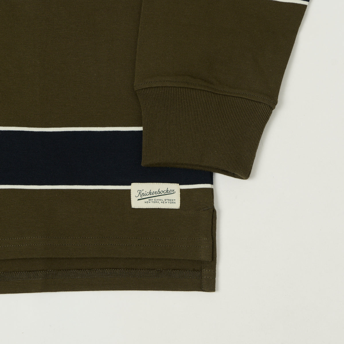 Knickerbocker 'McCarren' Stripe Rugby Shirt - Black/Olive