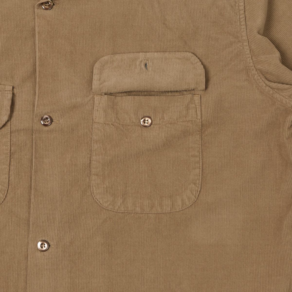 Knickerbocker Penny Camp Collar Corduroy Shirt - Khaki
