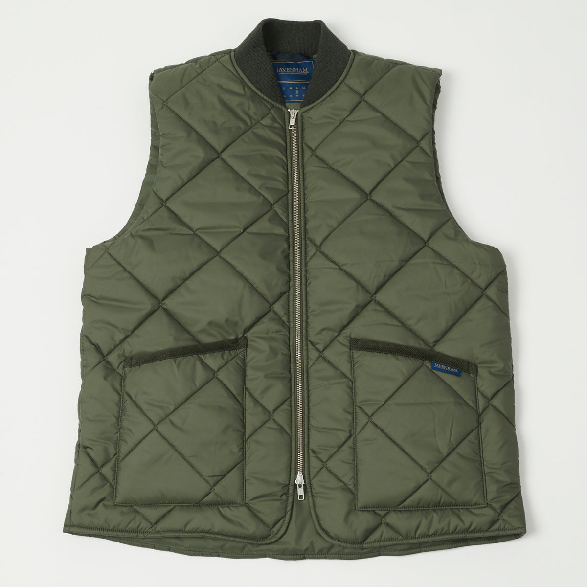 Lavenham Big Quilt Bomber Gilet - Olive Green