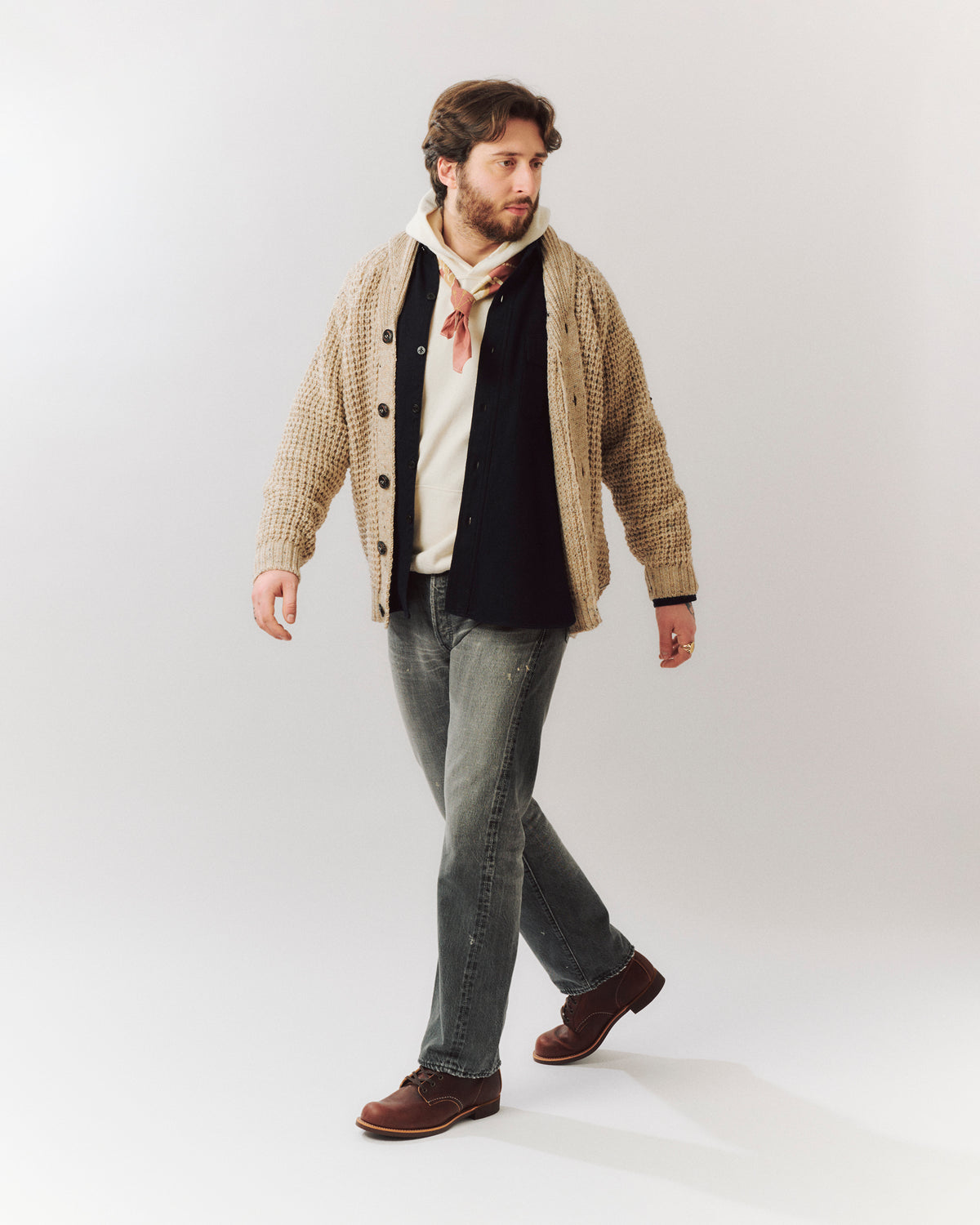 Warehouse & Co 462 Raglan Sleeve Hooded Sweatshirt - Cream