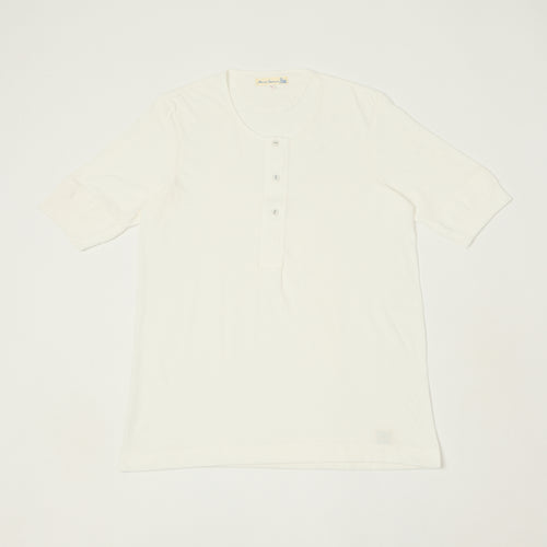 Merz b. Schwanen 'The Originals' 103 Lightweight Short Sleeve Henley - White