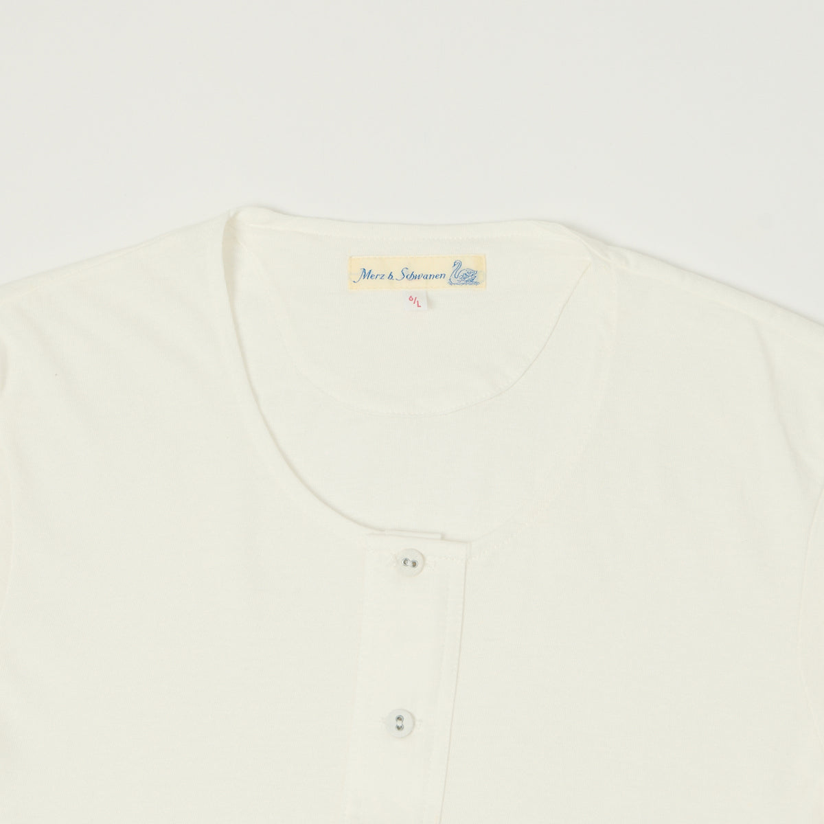 Merz b. Schwanen 'The Originals' 103 Lightweight Short Sleeve Henley - White
