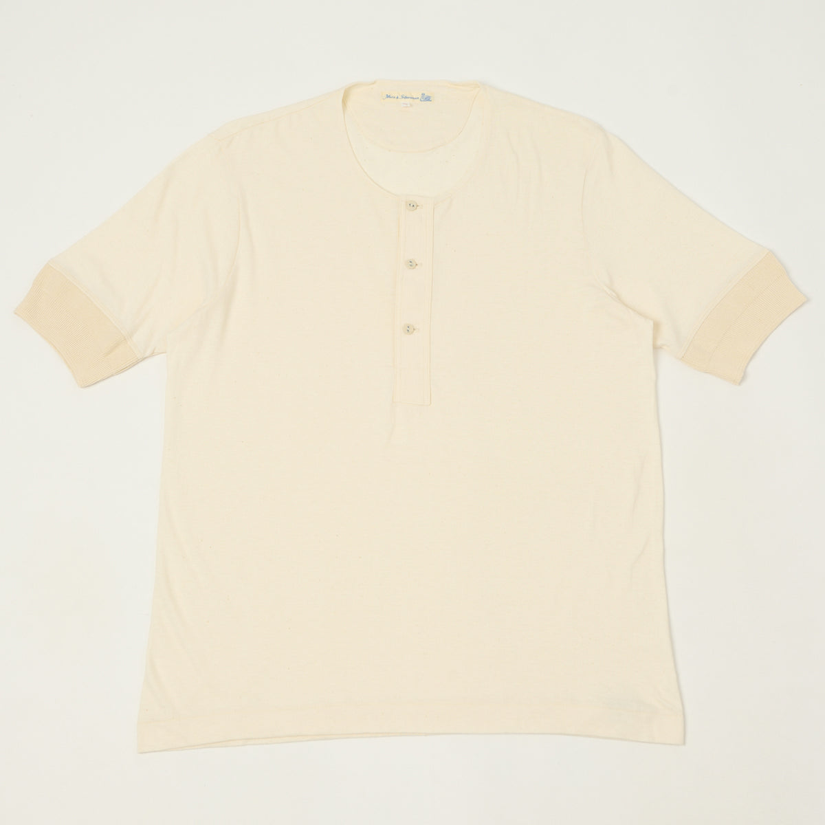 Merz b. Schwanen 'The Originals' 103 Lightweight Short Sleeve Henley - Nature