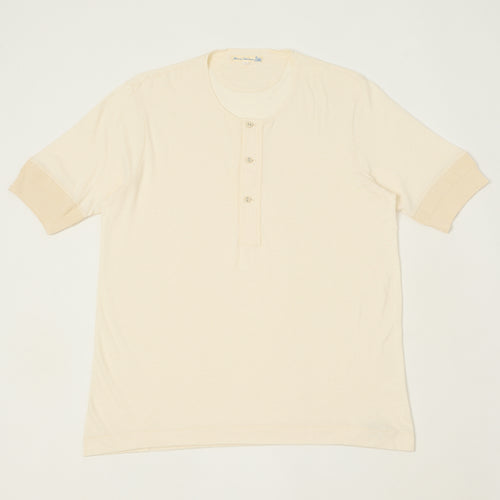 Merz b. Schwanen 'The Originals' 103 Lightweight Short Sleeve Henley - Nature