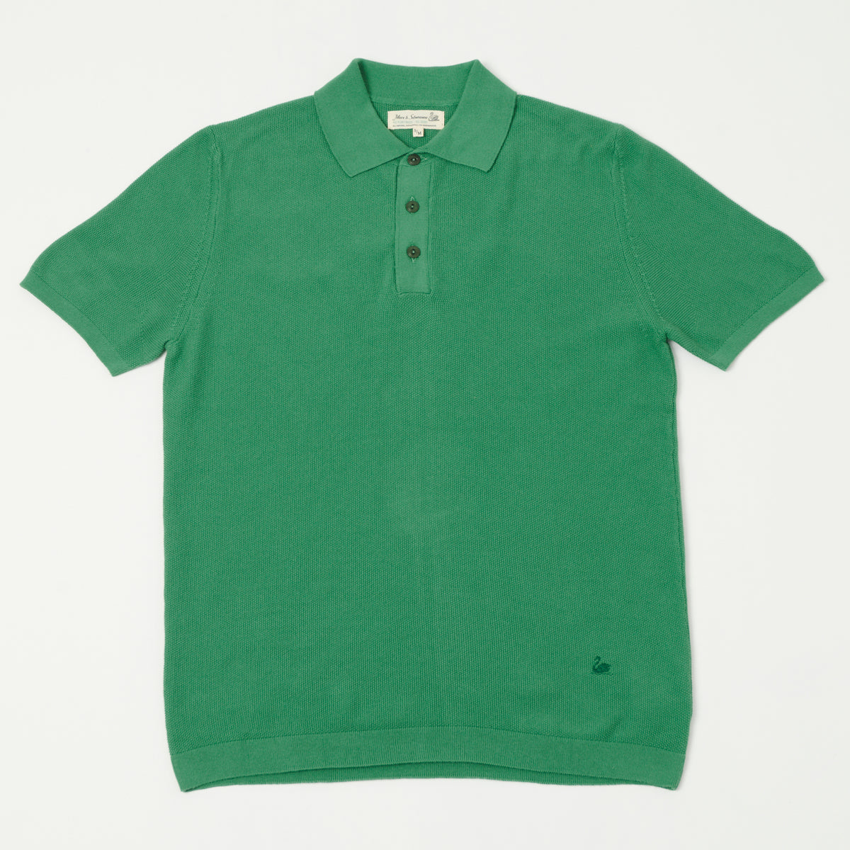 Merz b. Schwanen Plant Based Pique Polo Shirt - Grass