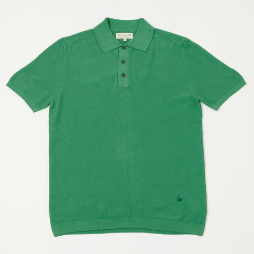 Merz b. Schwanen Plant Based Pique Polo Shirt - Grass