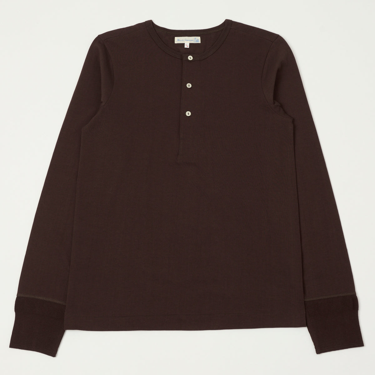 Merz b. Schwanen 'The Originals' 206 Long Sleeve Henley - Coffee