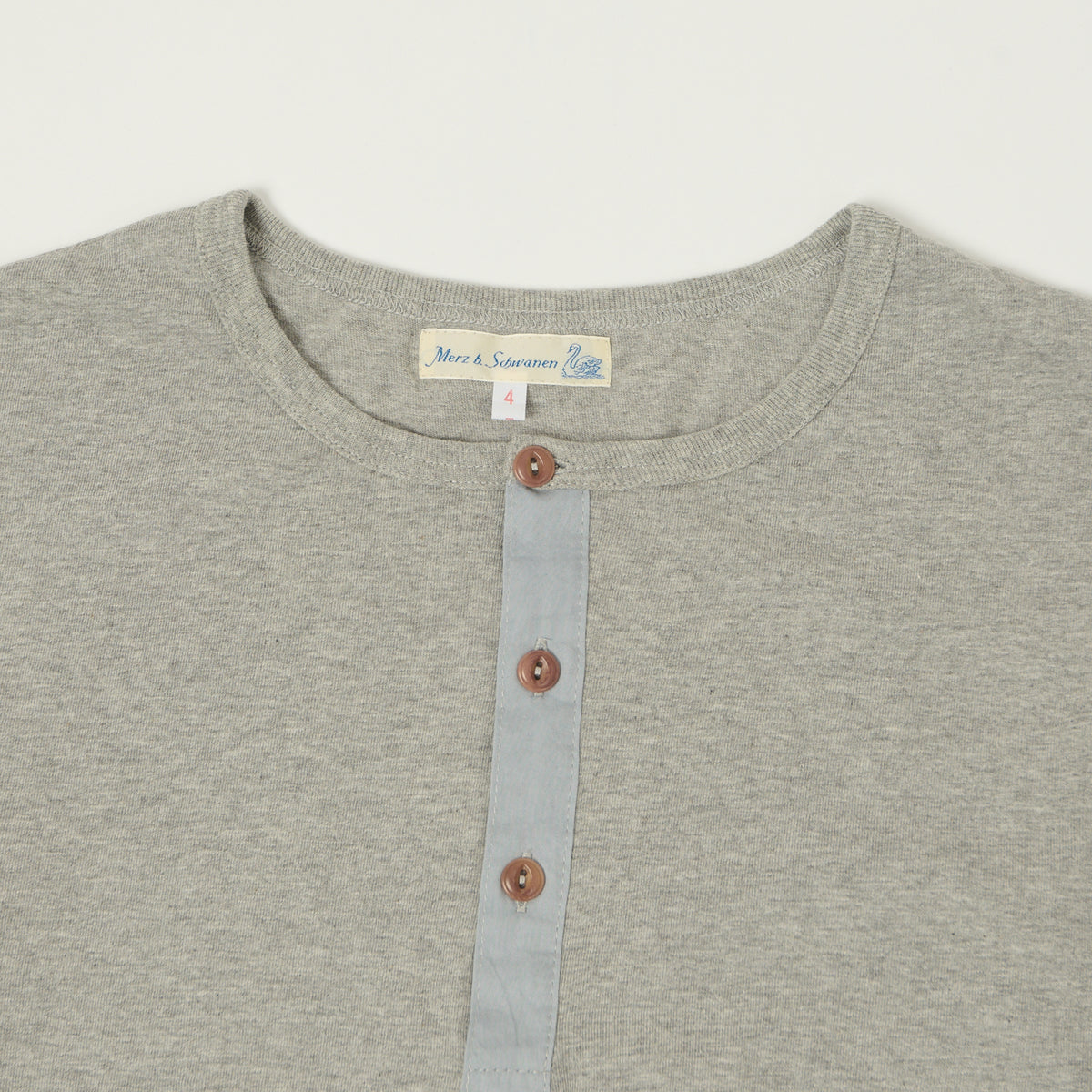 Merz b. Schwanen 'The Originals' 1930s Long Sleeve Henley - Grey Melange