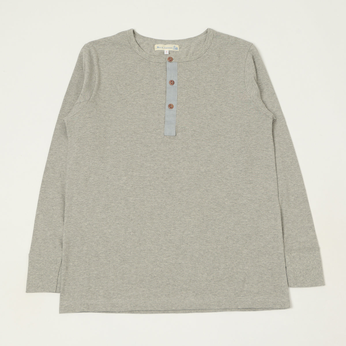 Merz b. Schwanen 'The Originals' 1930s Long Sleeve Henley - Grey Melange