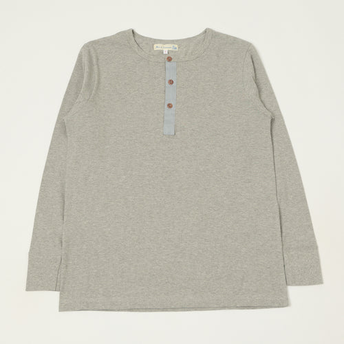 Merz b. Schwanen 'The Originals' 1930s Long Sleeve Henley - Grey Melange