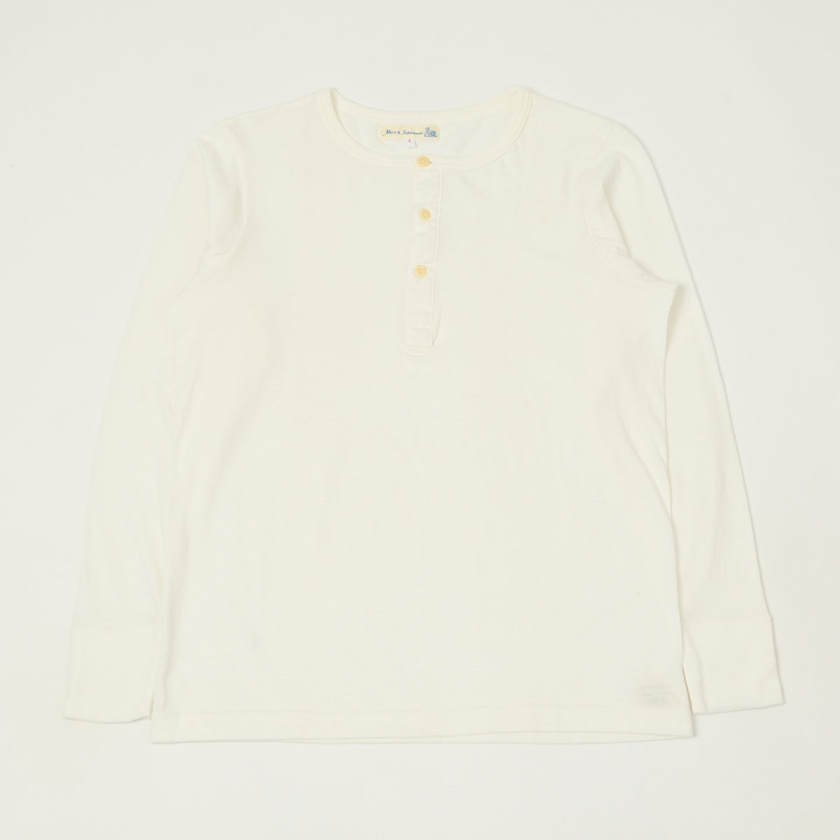Merz b. Schwanen 'The Originals' 1930s Long Sleeve Henley - White