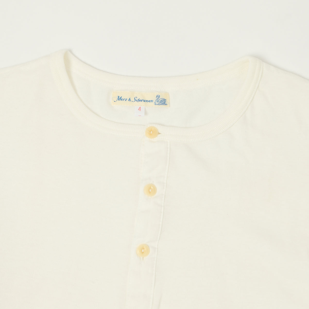 Merz b. Schwanen 'The Originals' 1930s Long Sleeve Henley - White