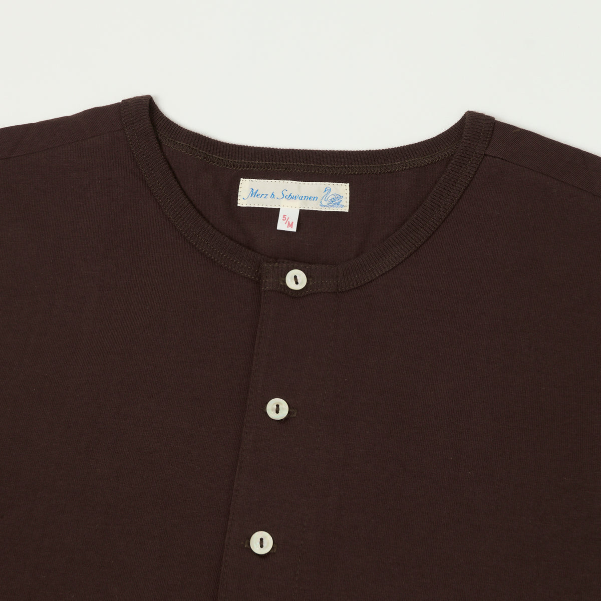 Merz b. Schwanen 'The Originals' 206 Long Sleeve Henley - Coffee