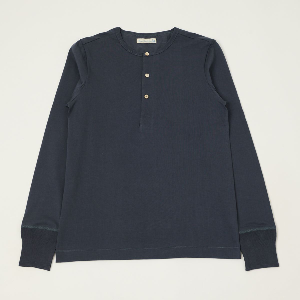 Merz b. Schwanen 'The Originals' 206 Long Sleeve Henley - Navy