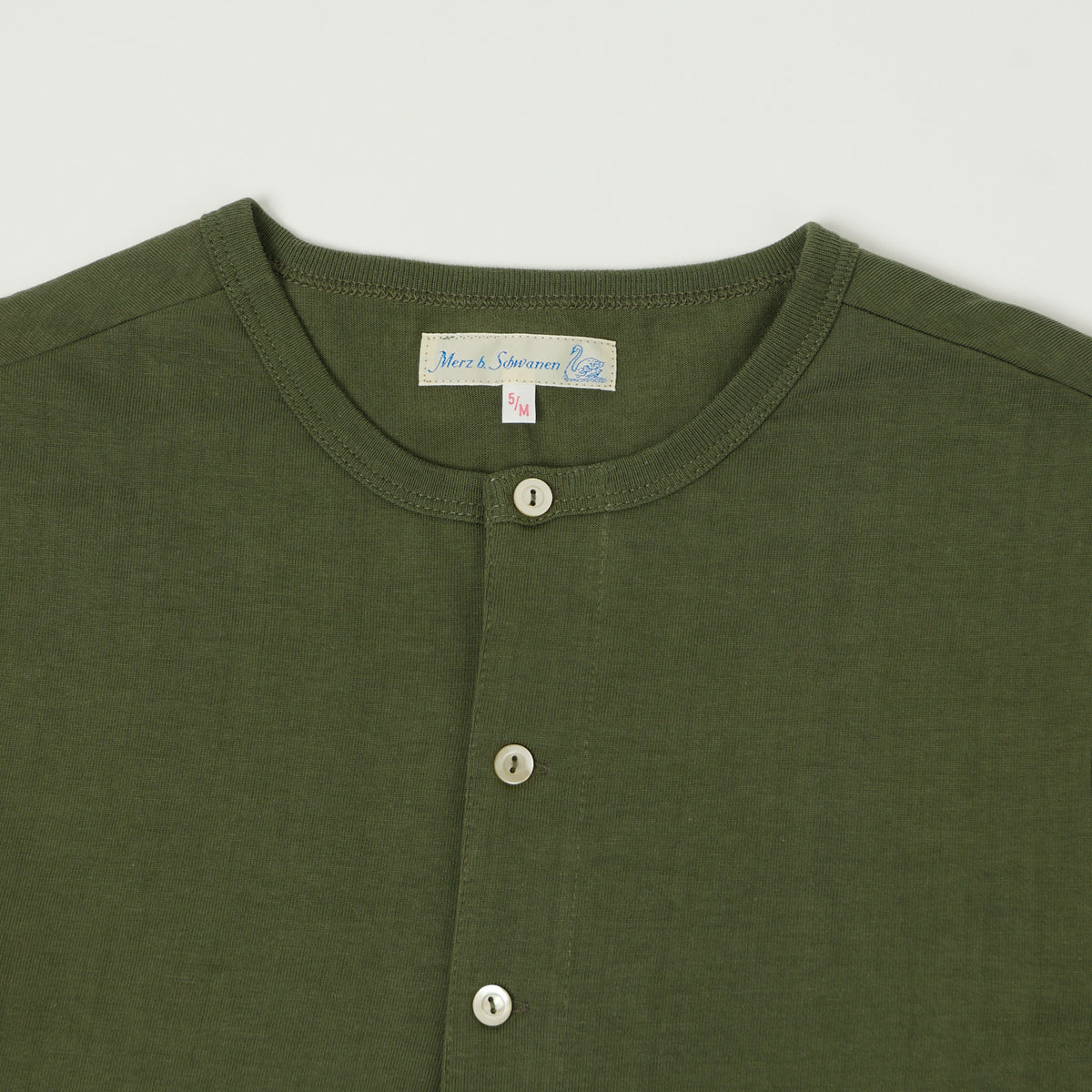 Merz b. Schwanen 'The Originals' 206 Long Sleeve Henley - Army Green
