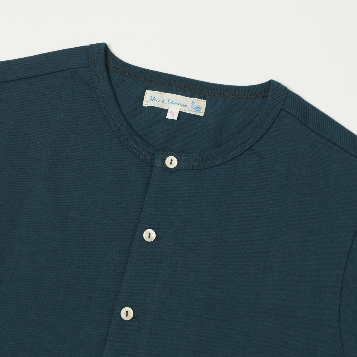 Merz b. Schwanen 'The Originals' 207 Short Sleeve Henley - Mineral Blue