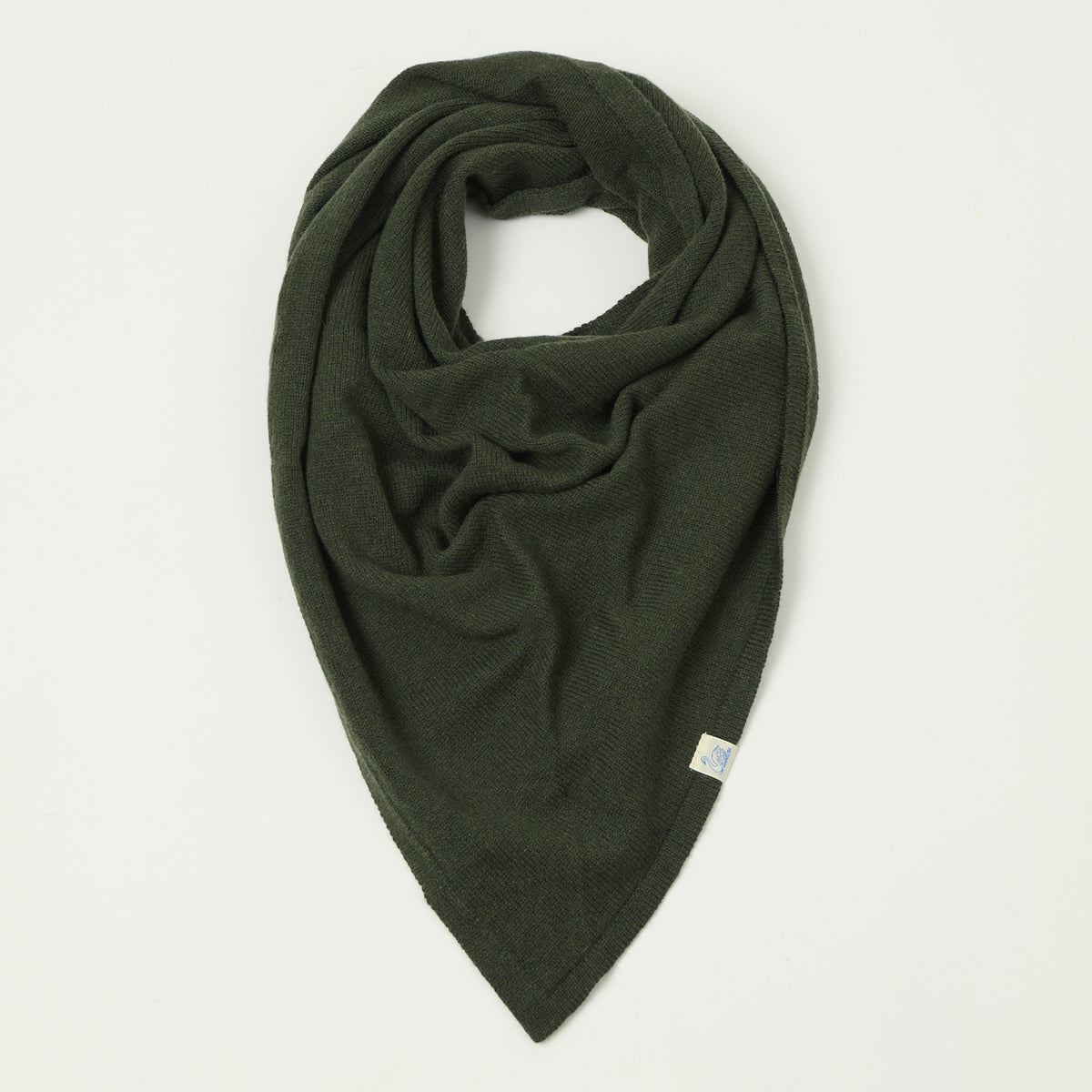 Merz b. Schwanen Merino/Cashmere/Silk Triangle Scarf - Army