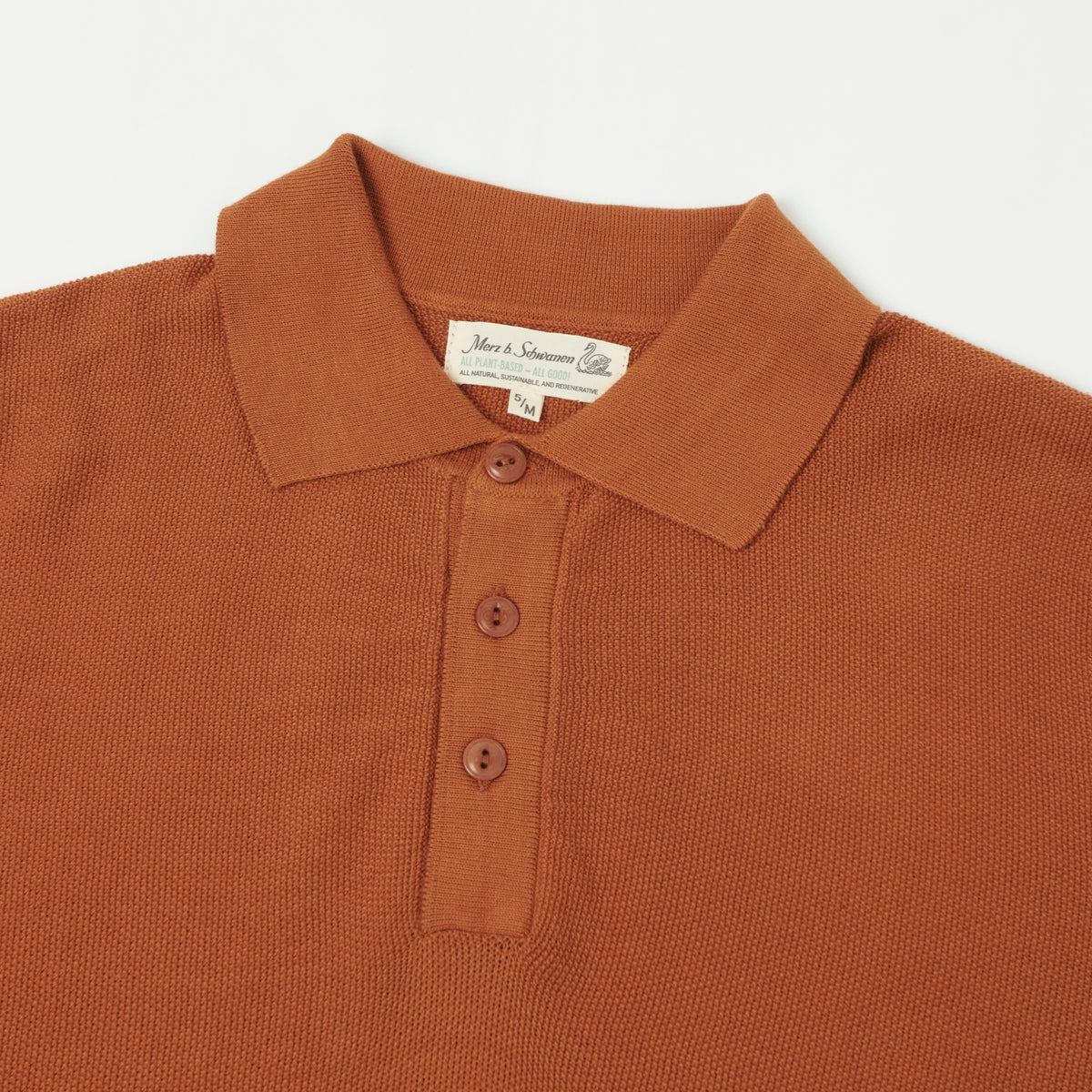 Merz b. Schwanen Plant Based Pique Polo Shirt - Caramel