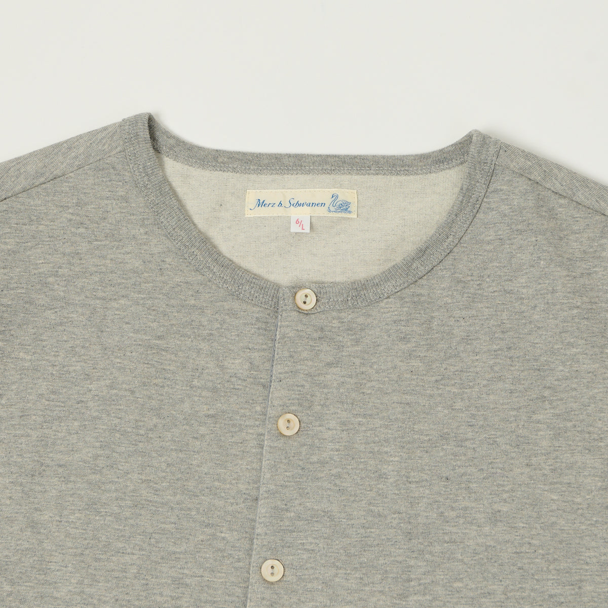 Merz b. Schwanen 'The Originals' 207 Short Sleeve Henley - Grey Melange