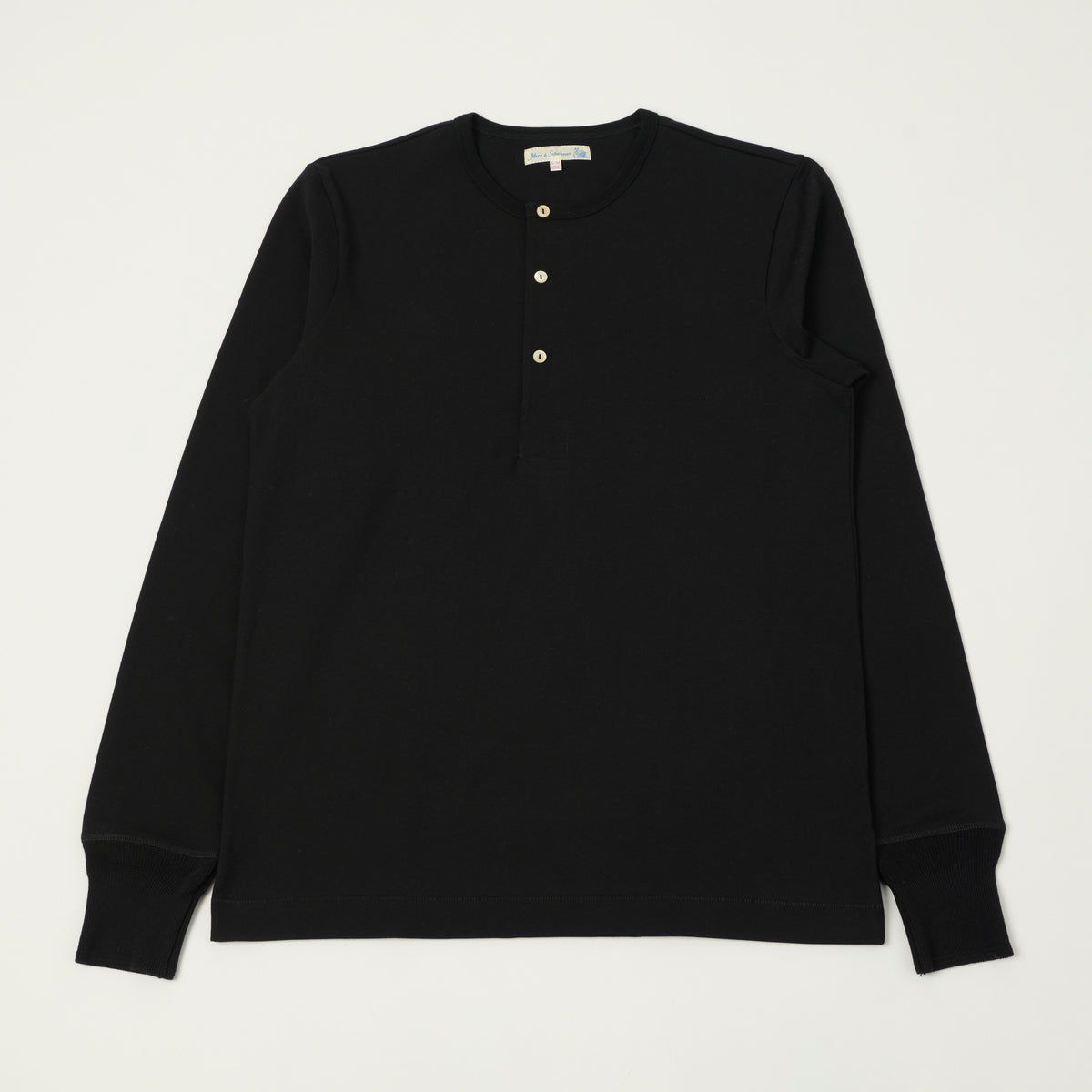 Merz b. Schwanen 'The Originals' 2M06 Classic Long Sleeve Henley - Black
