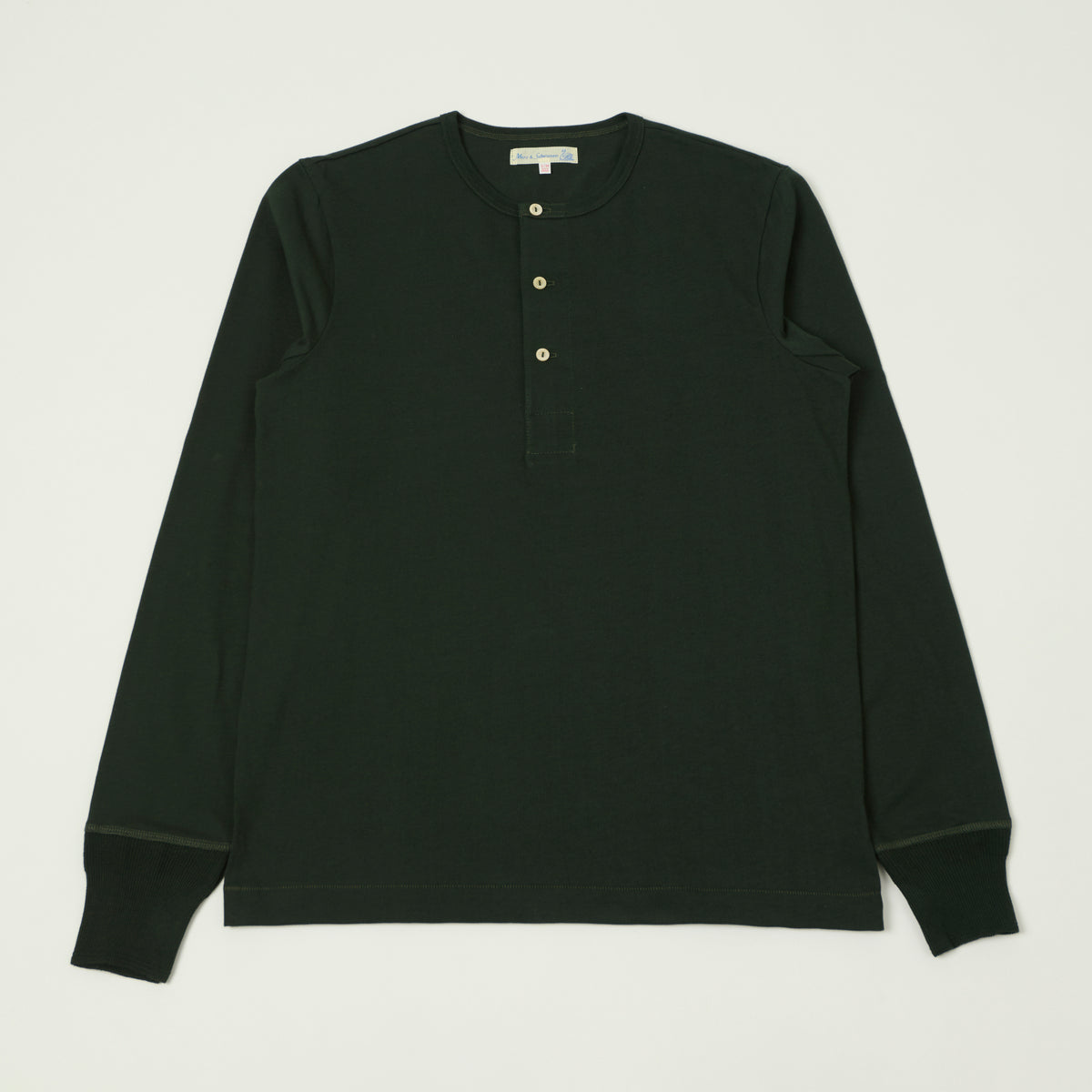 Merz b. Schwanen 'The Originals' 2M06 Classic Long Sleeve Henley - Forest