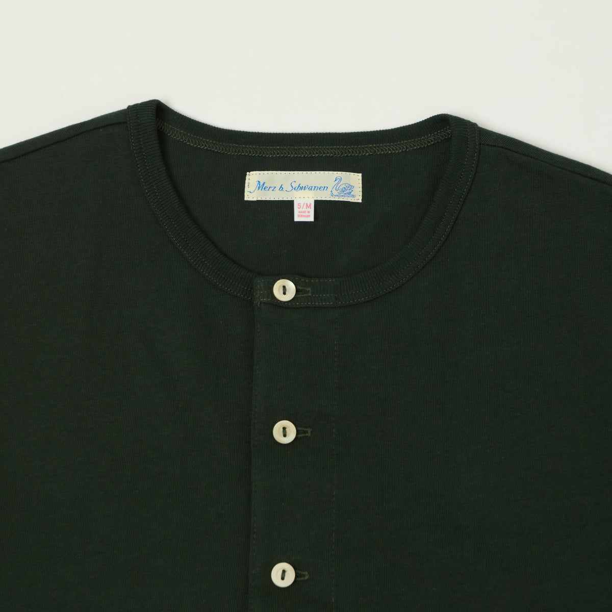 Merz b. Schwanen 'The Originals' 2M06 Classic Long Sleeve Henley - Forest