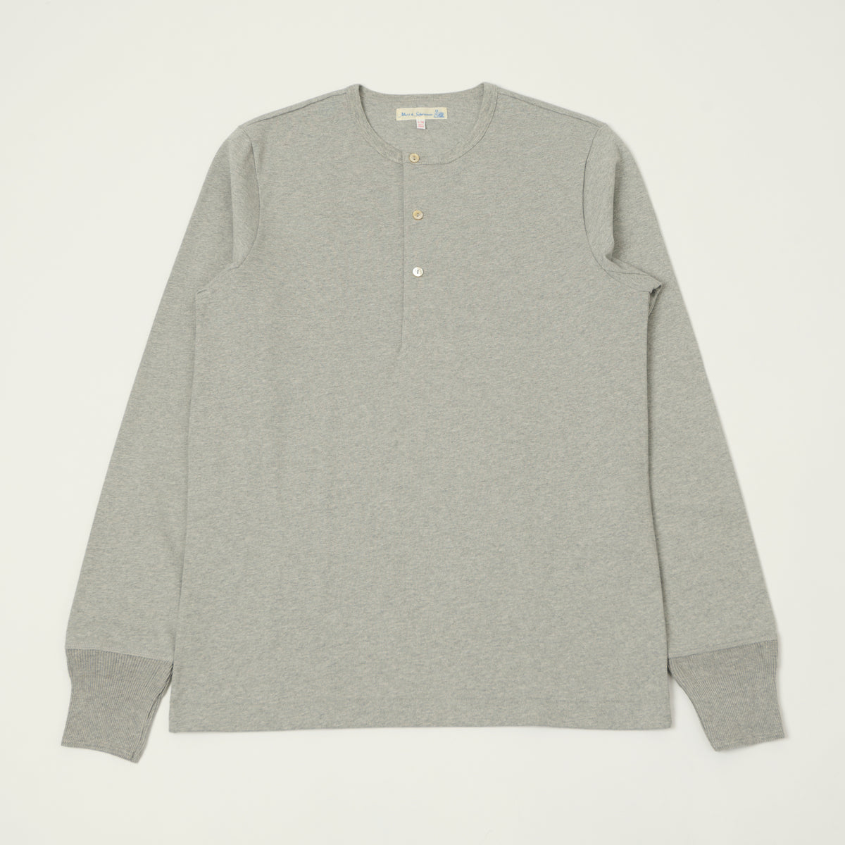 Merz b. Schwanen 'The Originals' 2M06 Classic Long Sleeve Henley - Grey Melange