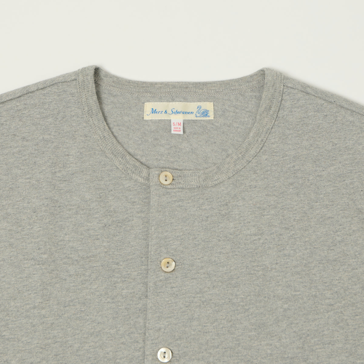 Merz b. Schwanen 'The Originals' 2M06 Classic Long Sleeve Henley - Grey Melange