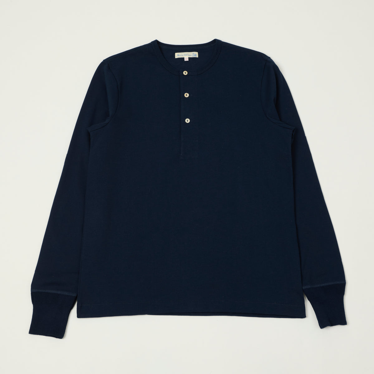 Merz b. Schwanen 'The Originals' 2M06 Classic Long Sleeve Henley - Ink Blue