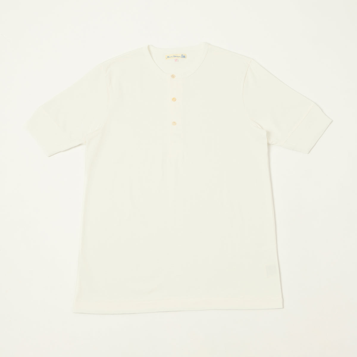 Merz b. Schwanen 'The Originals' 2M07 Short Sleeve Henley - White