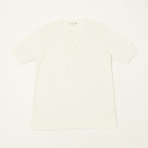 Merz b. Schwanen 'The Originals' 2M07 Short Sleeve Henley - White
