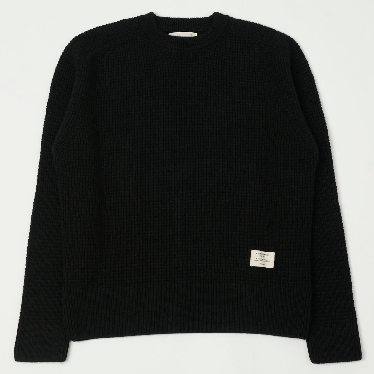 Merz b. Schwanen Merino/Cashmere Waffle Knit Pullover - Deep Black