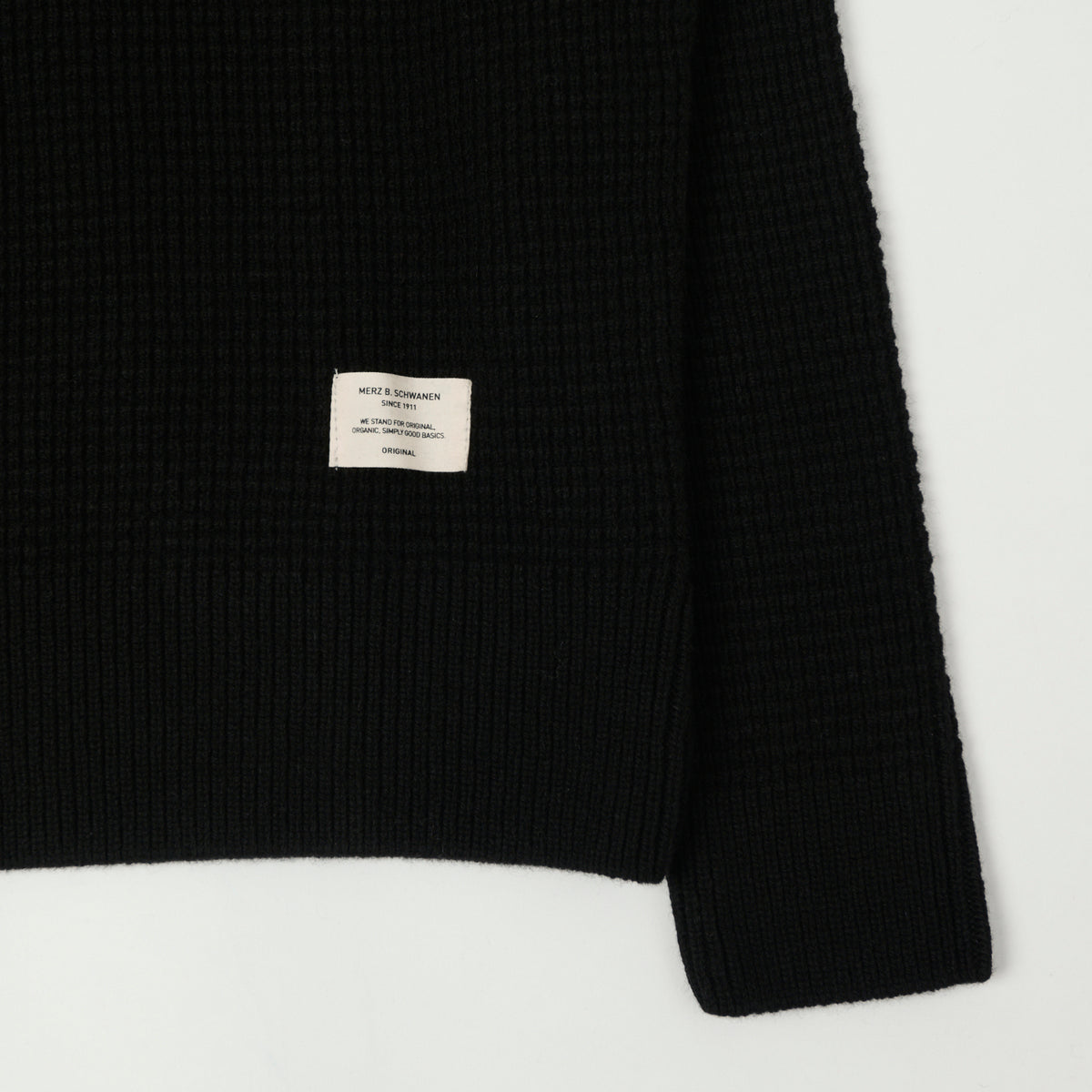 Merz b. Schwanen Merino/Cashmere Waffle Knit Pullover - Deep Black