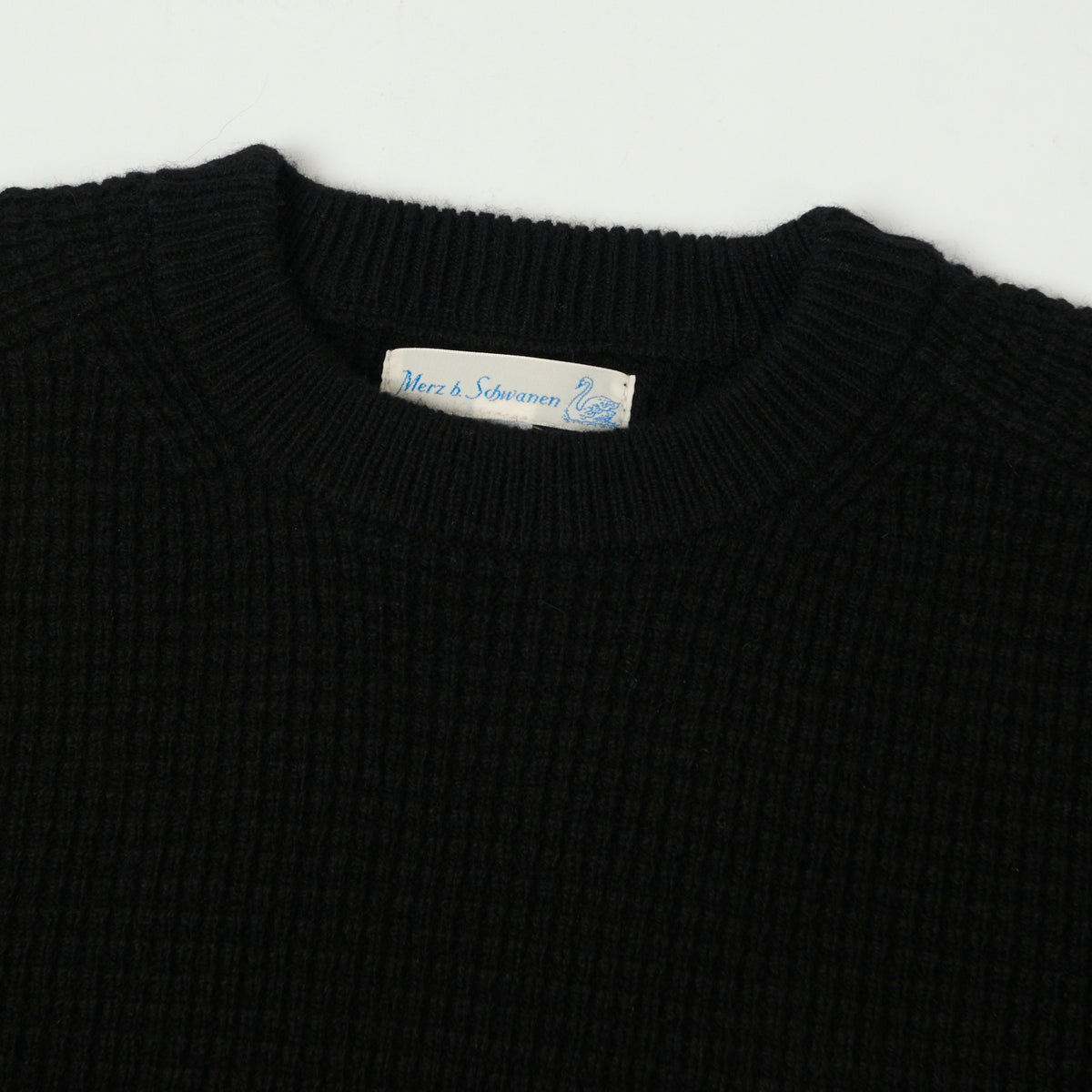 Merz b. Schwanen Merino/Cashmere Waffle Knit Pullover - Deep Black