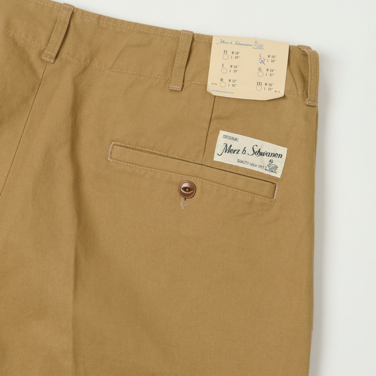 Merz b. Schwanen Organic Cotton Twill Chinos - Khaki