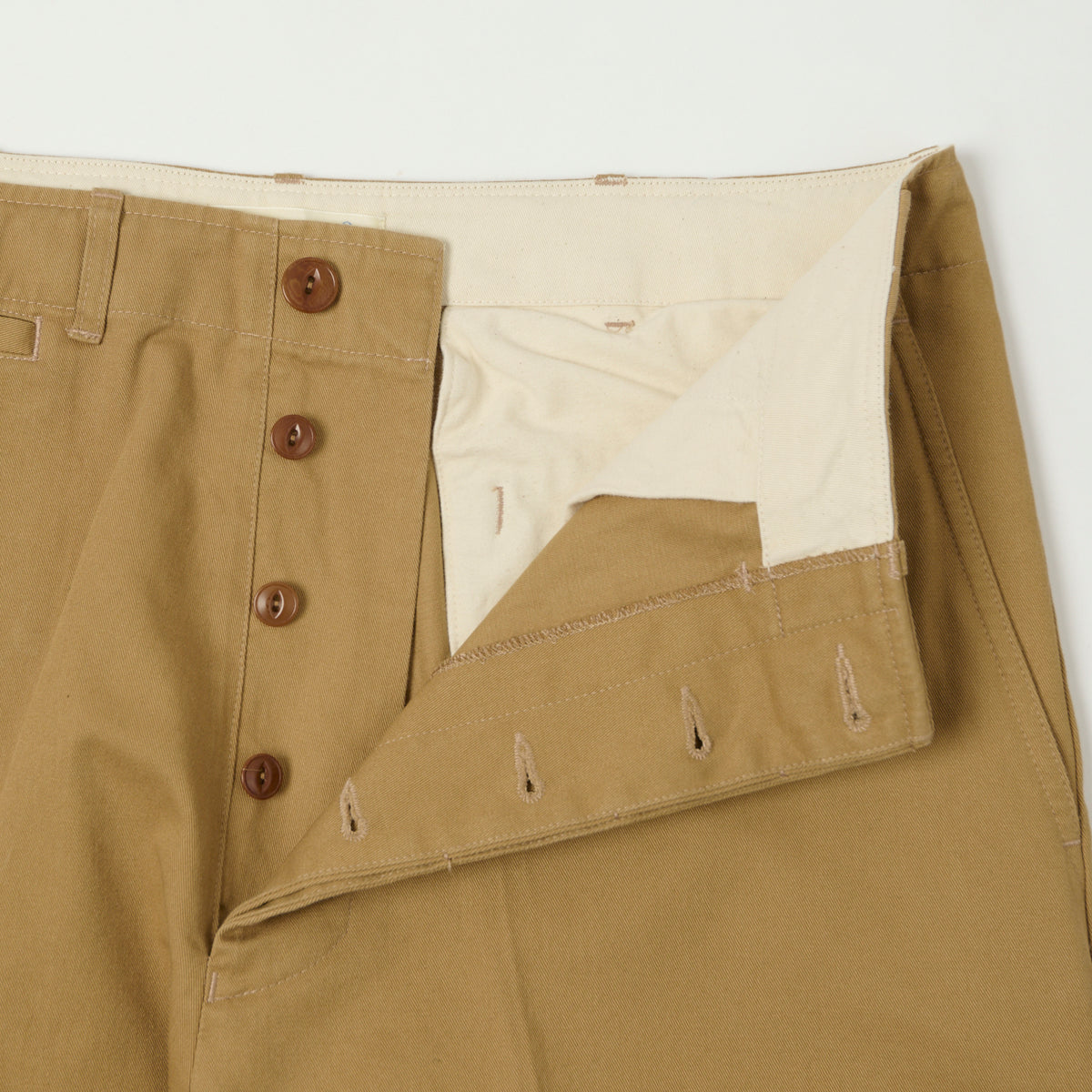 Merz b. Schwanen Organic Cotton Twill Chinos - Khaki