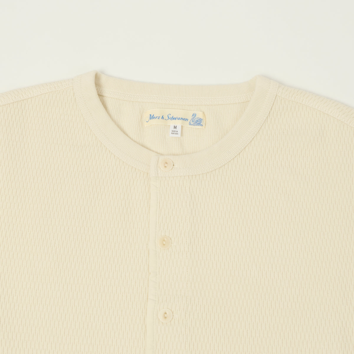 Merz b. Schwanen Classic Fit Long Sleeve Thermal Henley - Nature