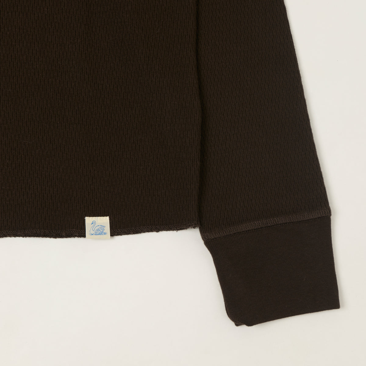Merz b. Schwanen Classic Fit Long Sleeve Thermal Henley - Espresso