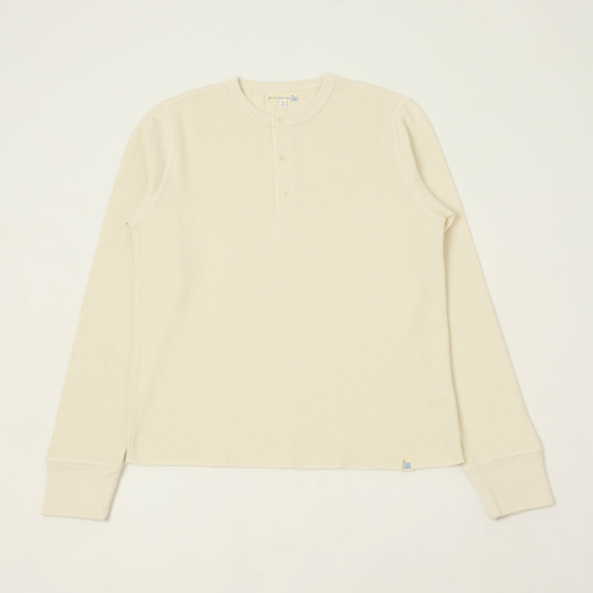 Merz b. Schwanen Classic Fit Long Sleeve Thermal Henley - Nature
