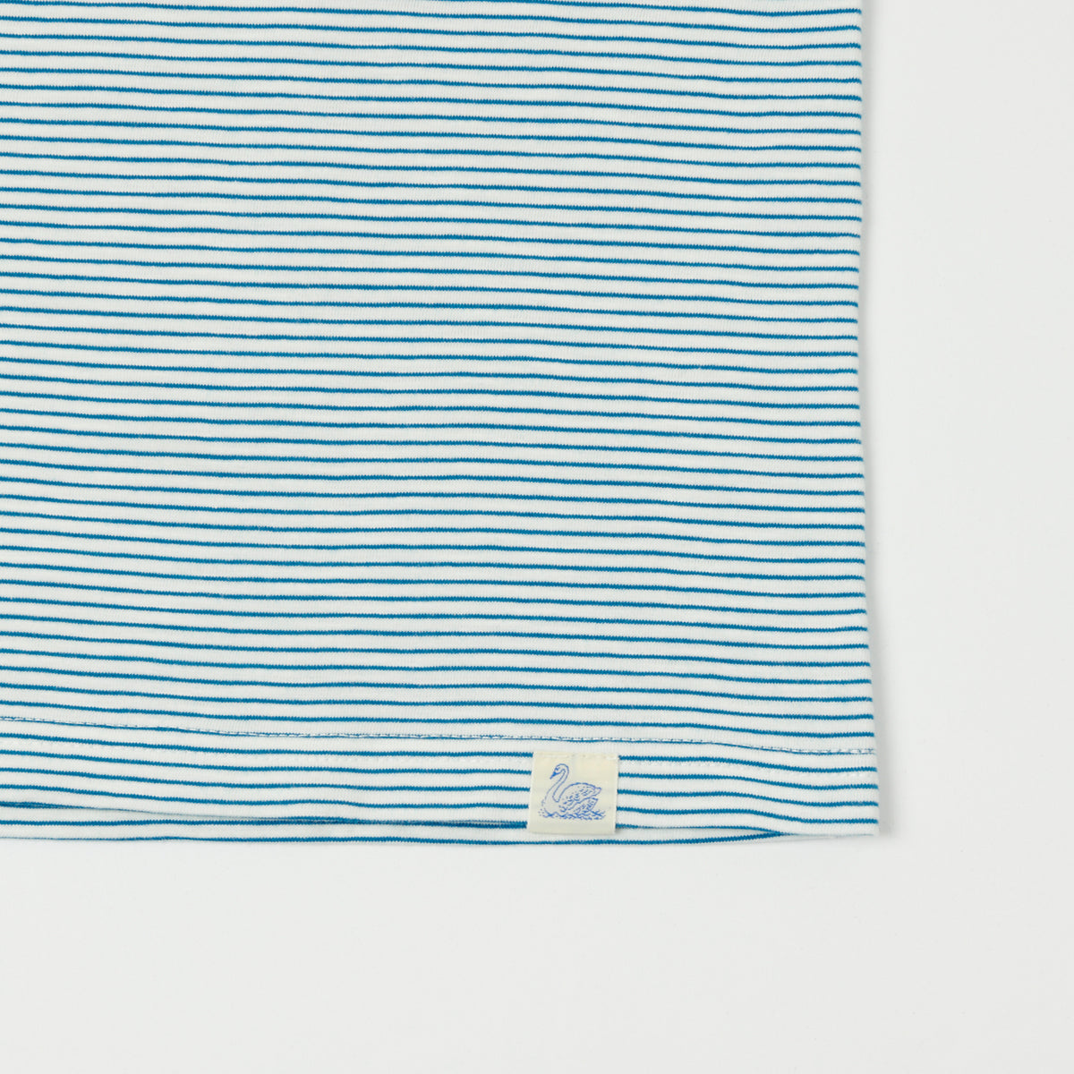 Merz b. Schwanen Lightweight Stripe T-Shirt - White/Aqua