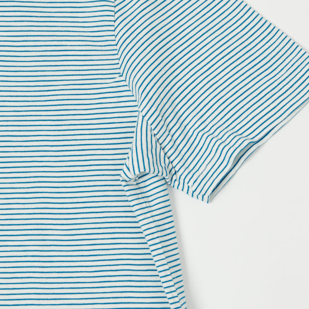 Merz b. Schwanen Lightweight Stripe T-Shirt - White/Aqua