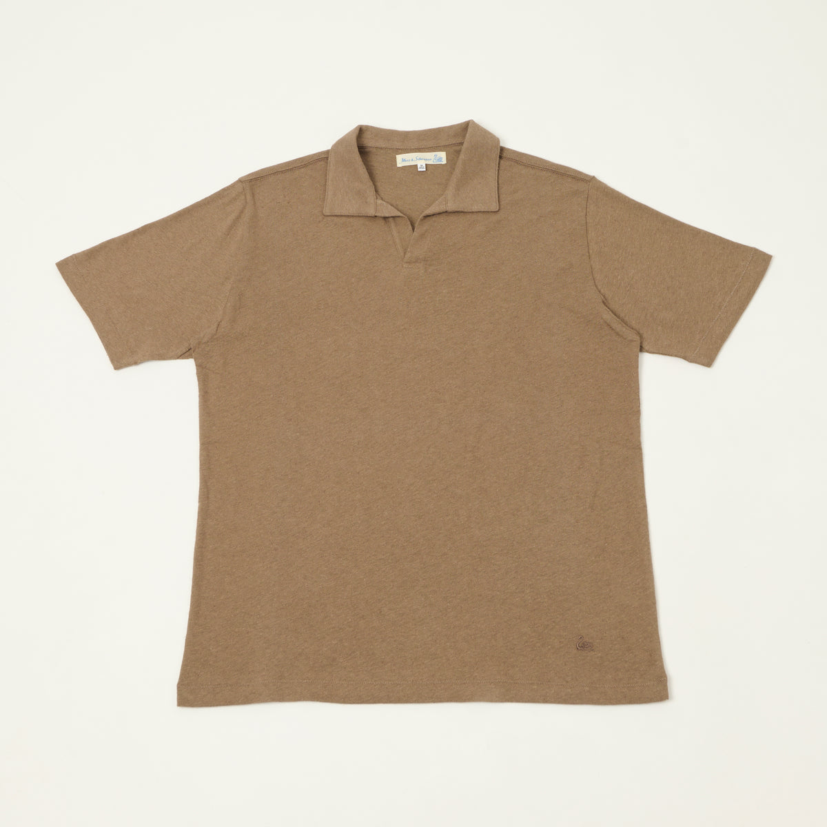 Merz b. Schwanen Linen-Cotton Relaxed Fit Polo Shirt - Faded Grain