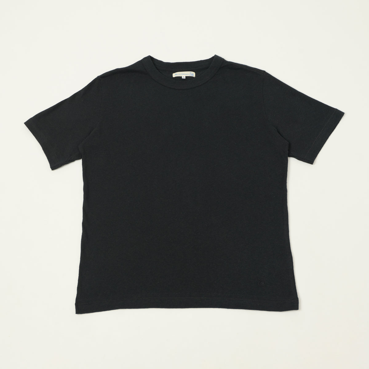 Merz b. Schwanen Linen-Cotton Relaxed Fit T-Shirt - Deep Black