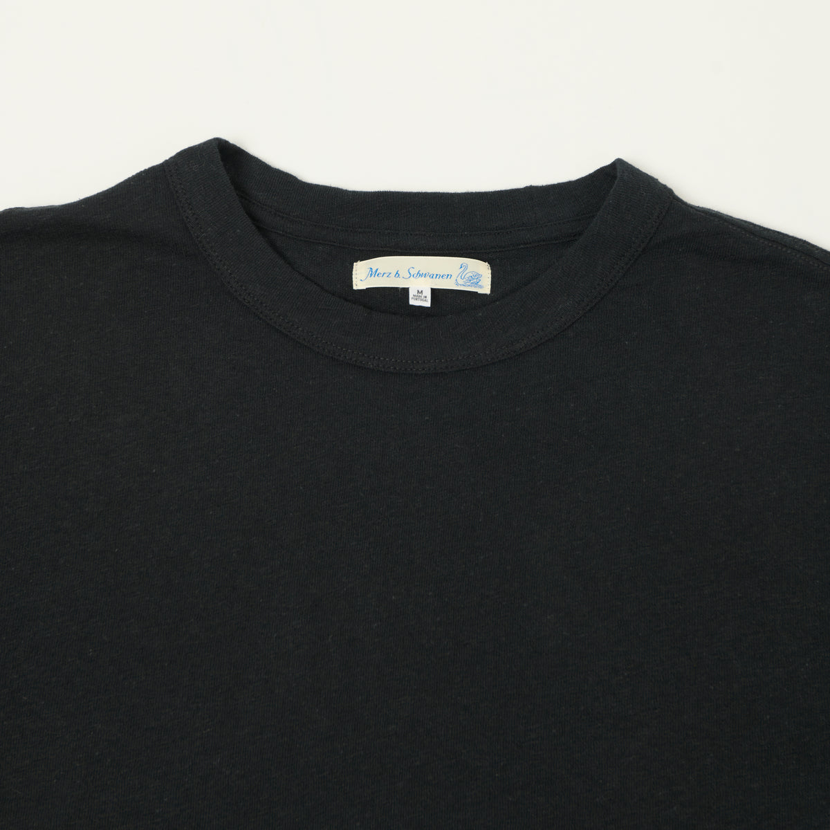 Merz b. Schwanen Linen-Cotton Relaxed Fit T-Shirt - Deep Black