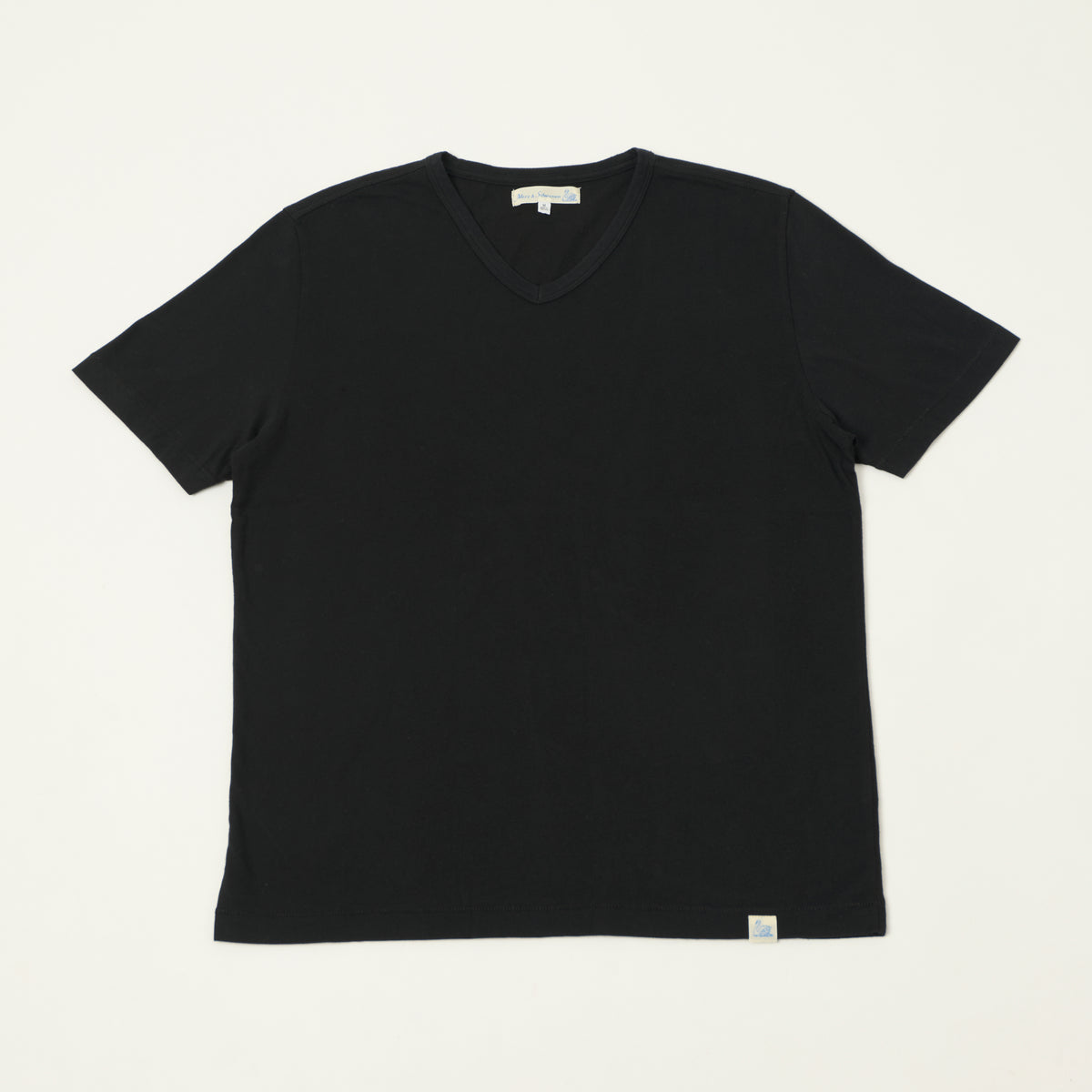 Merz b. Schwanen Pima Cotton V-Neck T-Shirt - Deep Black