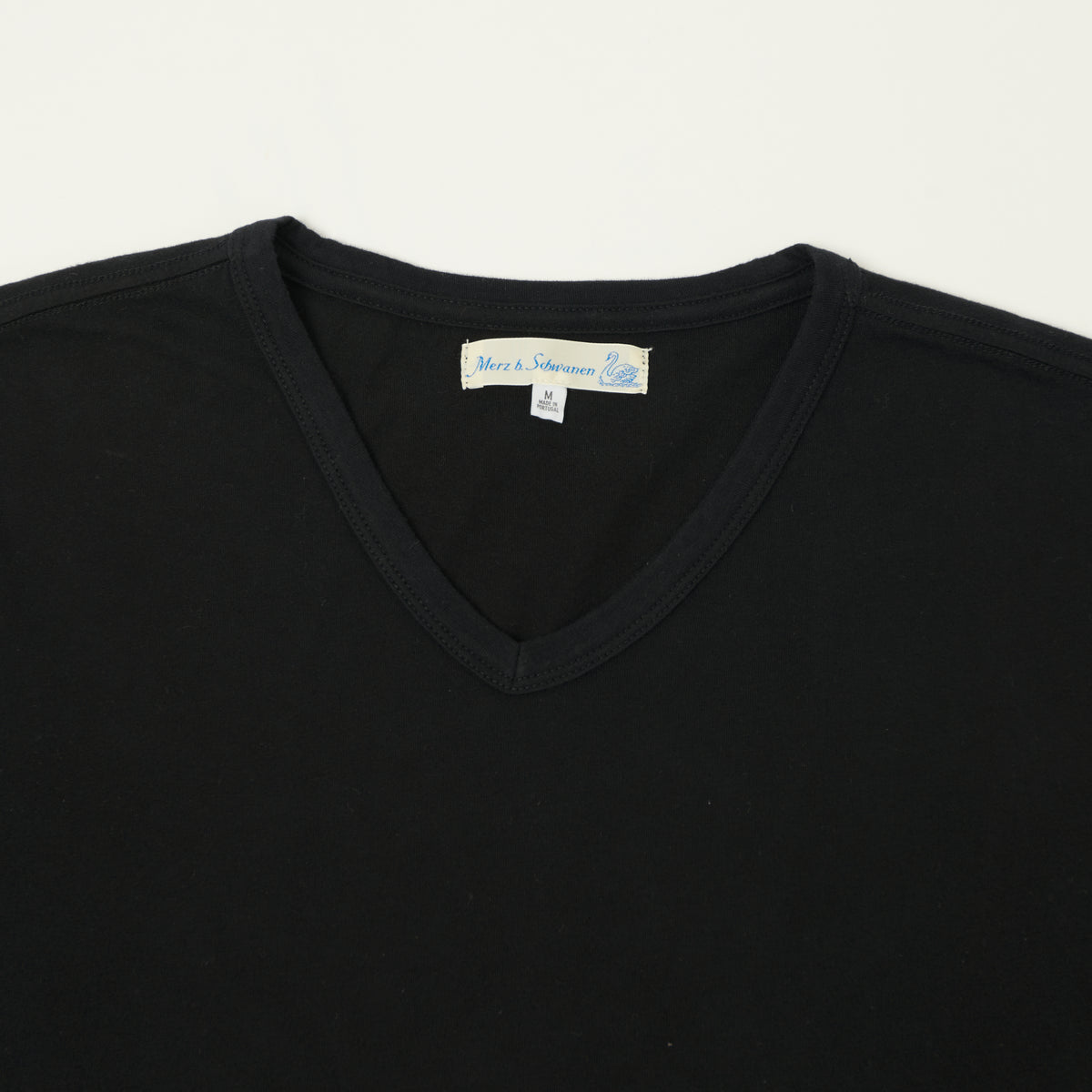 Merz b. Schwanen Pima Cotton V-Neck T-Shirt - Deep Black